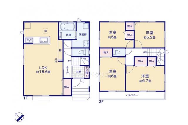 松戸市稔台1丁目 新築A号棟_間取り図