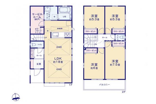 松戸市馬橋 新築2号棟_間取り図
