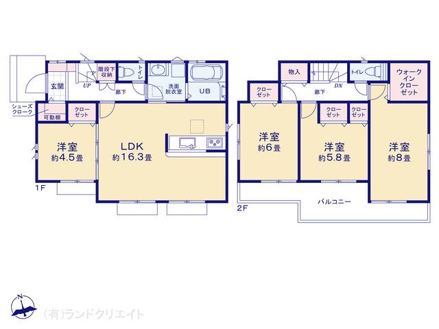 松戸市高塚新田　新築1-4号棟_間取り図