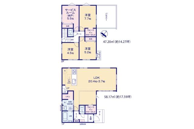 我孫子市中峠 新築一戸建て２号棟_間取り図